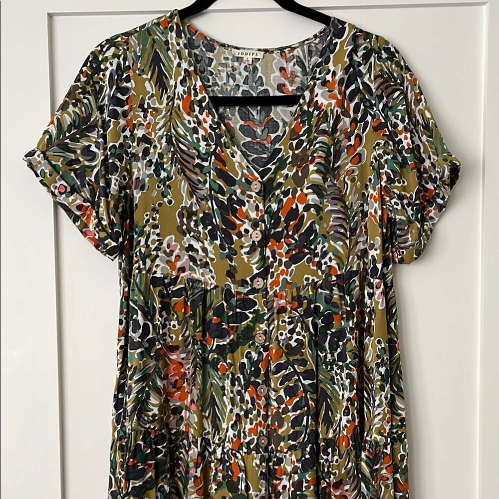 Floral V-Neck Women's Midi Dress